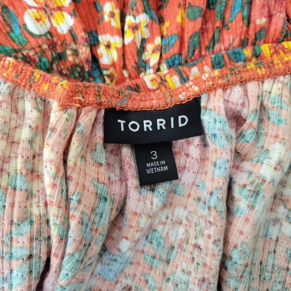 Torrid Orange Floral Peasant Blouse - Picture 2 of 4